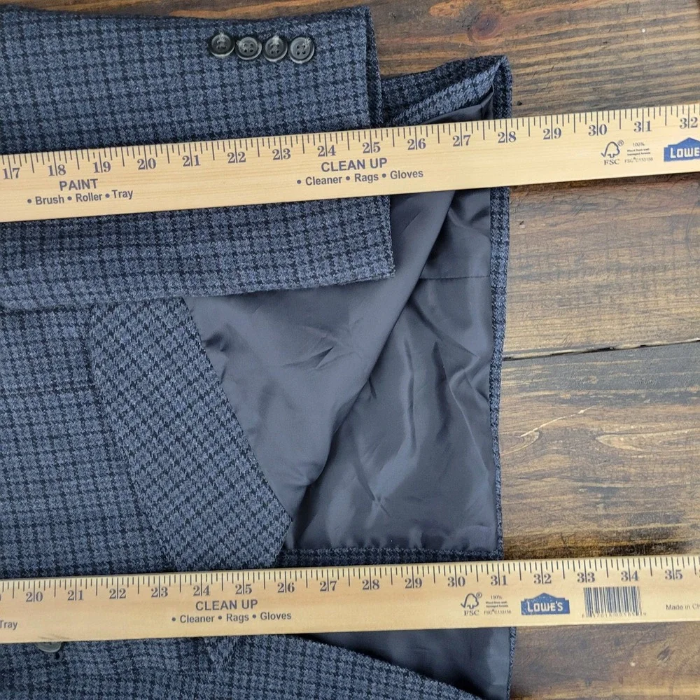 Chaps‎ Men's Sport Coat Blazer Two Button Flannel Navy Blue Wool Size 50R